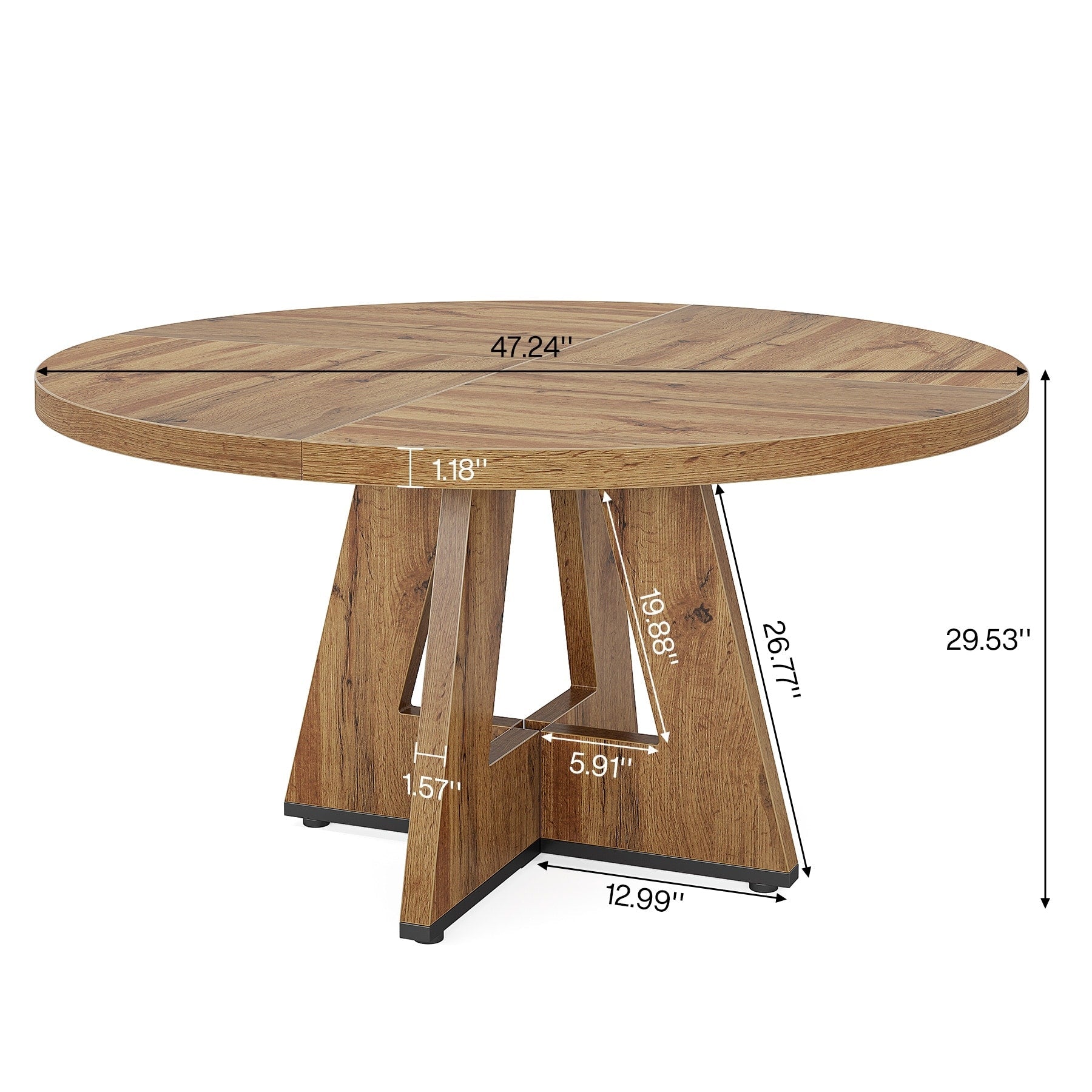 Table à manger ronde 47 pour 4 personnes, table de cuisine de ferme, petite table à dîner, table de cuisine en bois pour salle à manger et salon
