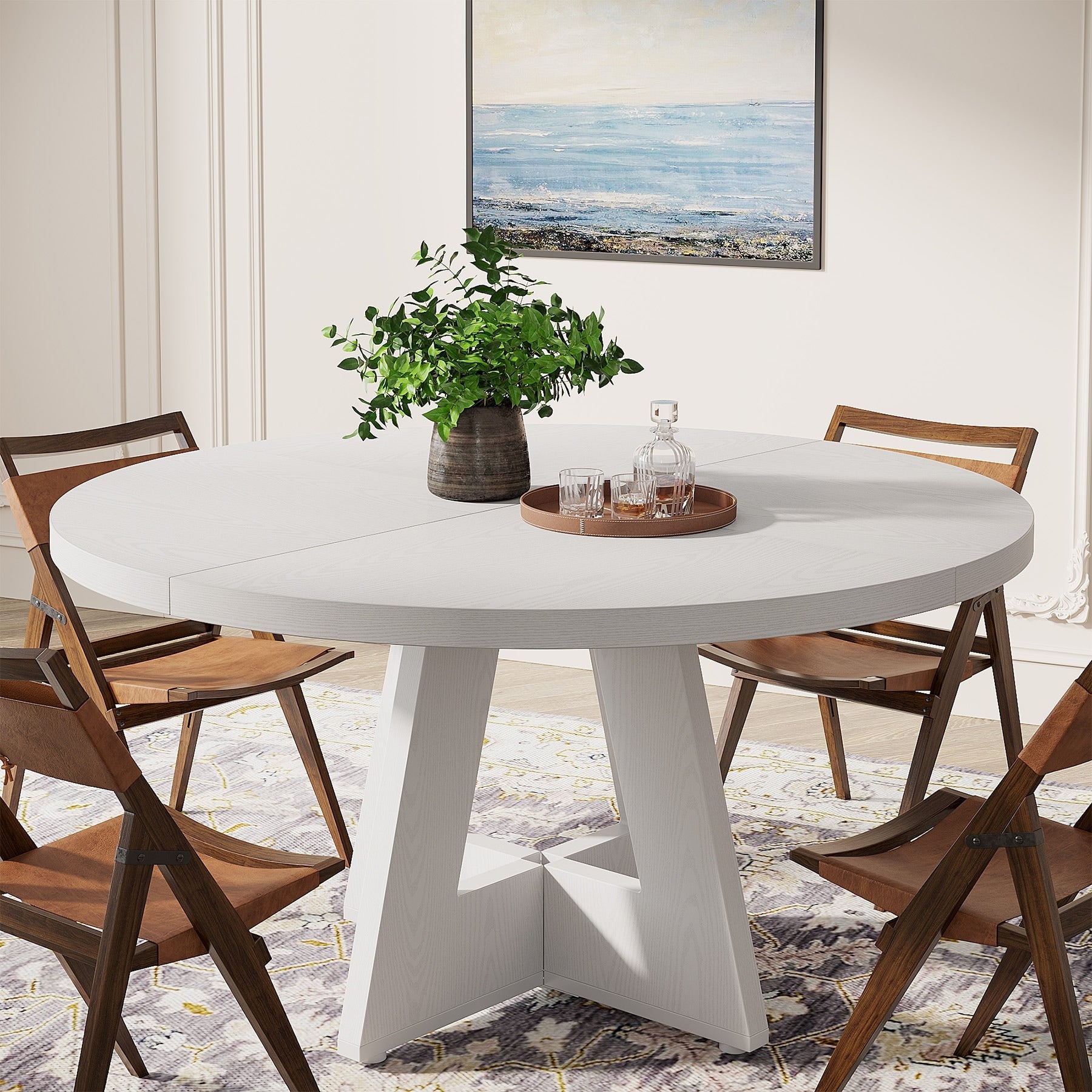 Table à manger ronde 47 pour 4 personnes, table de cuisine de ferme, petite table à dîner, table de cuisine en bois pour salle à manger et salon