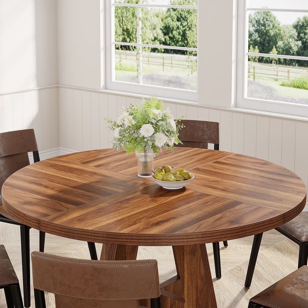 Table à manger ronde 47 pour 4 personnes, table de cuisine de ferme, petite table à dîner, table de cuisine en bois pour salle à manger et salon