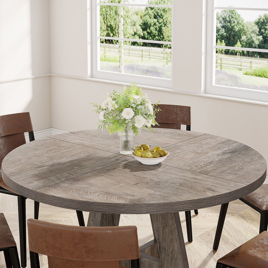 Table à manger ronde 47 pour 4 personnes, table de cuisine de ferme, petite table à dîner, table de cuisine en bois pour salle à manger et salon