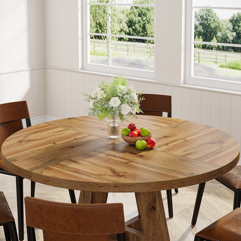 Table à manger ronde 47 pour 4 personnes, table de cuisine de ferme, petite table à dîner, table de cuisine en bois pour salle à manger et salon
