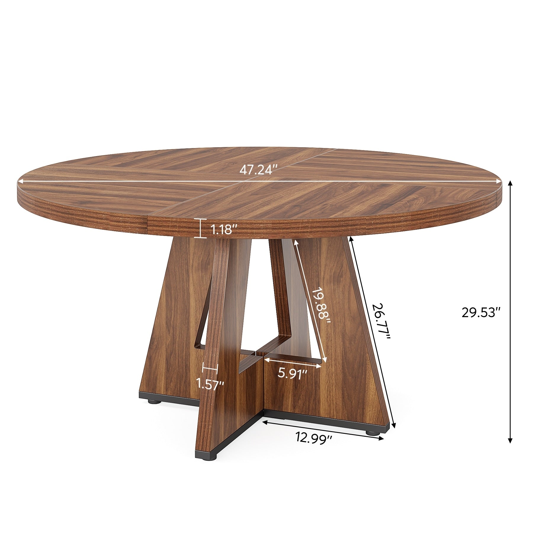 Table à manger ronde 47 pour 4 personnes, table de cuisine de ferme, petite table à dîner, table de cuisine en bois pour salle à manger et salon
