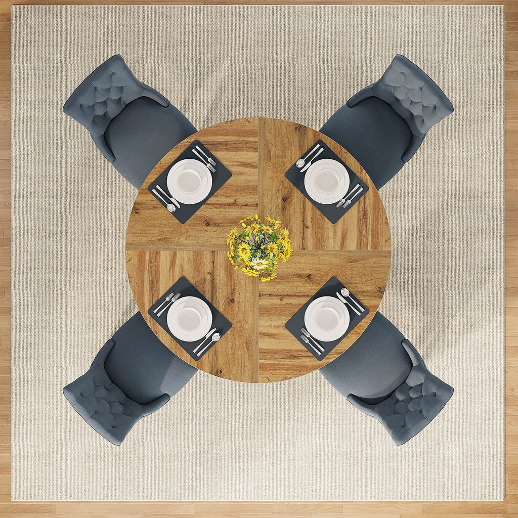 Table à manger ronde 47 pour 4 personnes, table de cuisine de ferme, petite table à dîner, table de cuisine en bois pour salle à manger et salon
