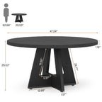 Table à manger ronde 47 pour 4 personnes, table de cuisine de ferme, petite table à dîner, table de cuisine en bois pour salle à manger et salon
