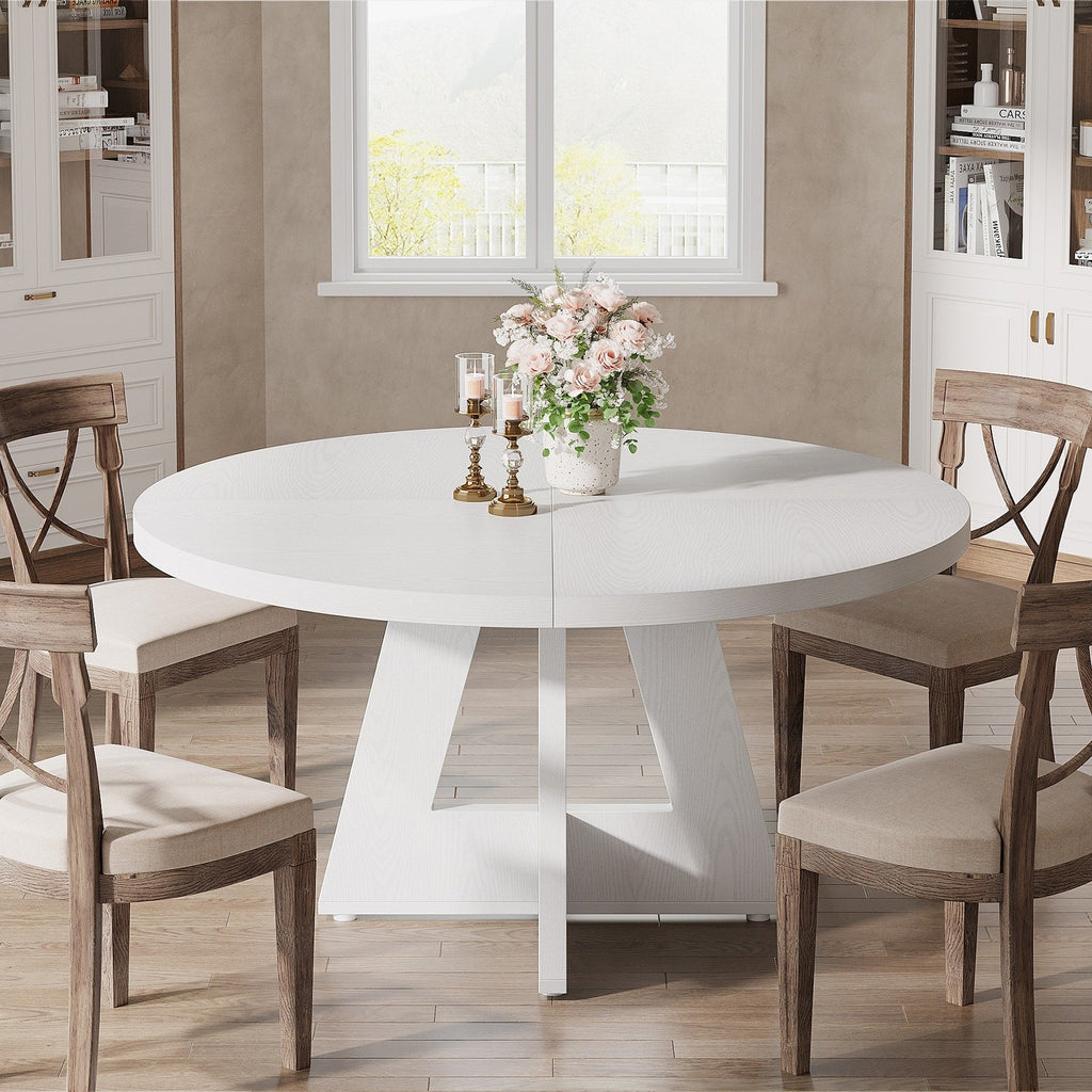 Table à manger ronde 47 pour 4 personnes, table de cuisine de ferme, petite table à dîner, table de cuisine en bois pour salle à manger et salon