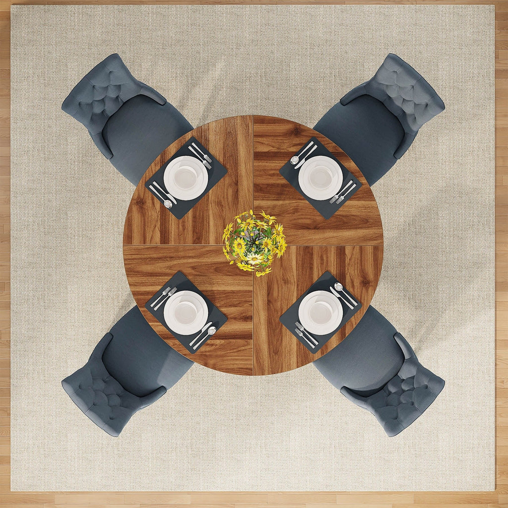 Table à manger ronde 47 pour 4 personnes, table de cuisine de ferme, petite table à dîner, table de cuisine en bois pour salle à manger et salon