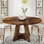 Table à manger ronde 47 pour 4 personnes, table de cuisine de ferme, petite table à dîner, table de cuisine en bois pour salle à manger et salon