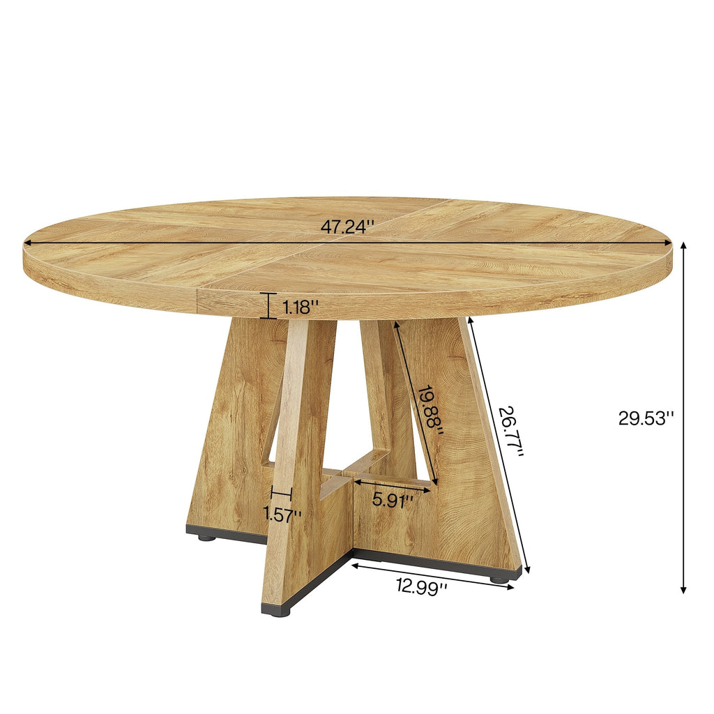 Table à manger ronde 47 pour 4 personnes, table de cuisine de ferme, petite table à dîner, table de cuisine en bois pour salle à manger et salon