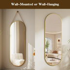 Miroir mural suspendu pleine longueur 48 x 16 avec sangle en cuir