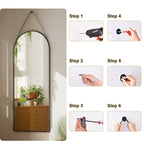 Miroir mural suspendu pleine longueur 48 x 16 avec sangle en cuir