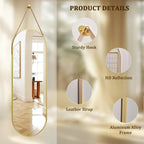 Miroir mural suspendu pleine longueur 48 x 16 avec sangle en cuir