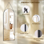 Miroir mural suspendu pleine longueur 48 x 16 avec sangle en cuir
