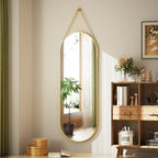 Miroir mural suspendu pleine longueur 48 x 16 avec sangle en cuir