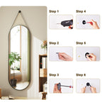Miroir mural suspendu pleine longueur 48 x 16 avec sangle en cuir