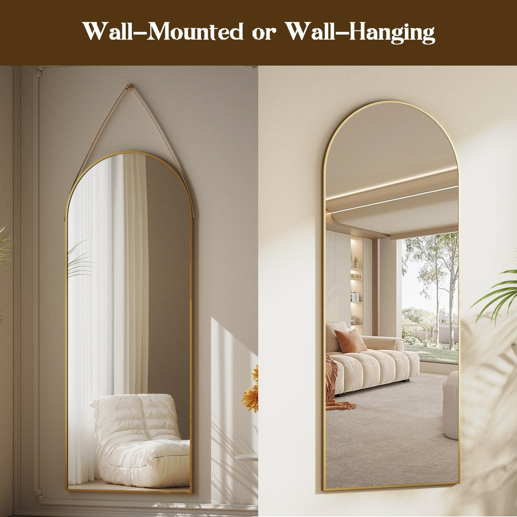 Miroir mural suspendu pleine longueur 48 x 16 avec sangle en cuir