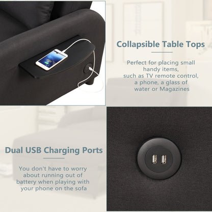 Canapé-lit 3 en 1 48,82 places avec table à 2 oreilles et chargeur USB