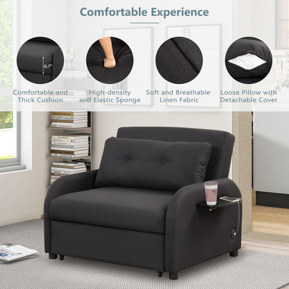 Canapé-lit 3 en 1 48,82 places avec table à 2 oreilles et chargeur USB