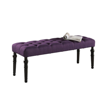 Banc de salle à manger contemporain en tissu capitonné à pieds tournés (48 x 16 x 19,5 pouces)