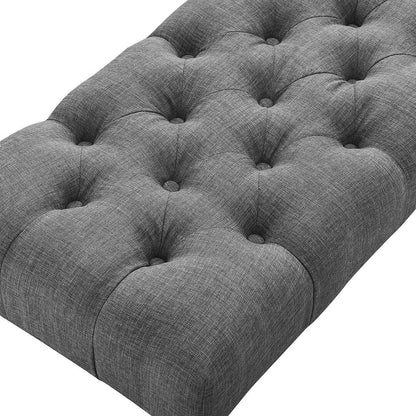 Banc de salle à manger contemporain en tissu capitonné à pieds tournés (48 x 16 x 19,5 pouces)
