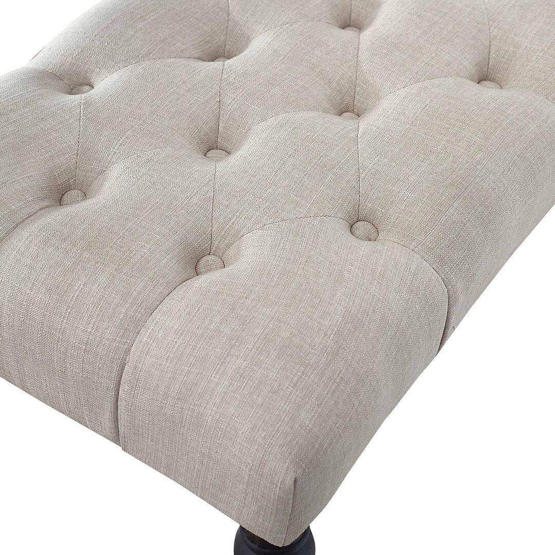 Banc de salle à manger contemporain en tissu capitonné à pieds tournés (48 x 16 x 19,5 pouces)