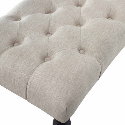 Banc de salle à manger contemporain en tissu capitonné à pieds tournés (48 x 16 x 19,5 pouces)