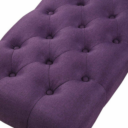 Banc de salle à manger contemporain en tissu capitonné à pieds tournés (48 x 16 x 19,5 pouces)