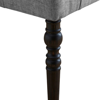 Banc de salle à manger contemporain en tissu capitonné à pieds tournés (48 x 16 x 19,5 pouces)