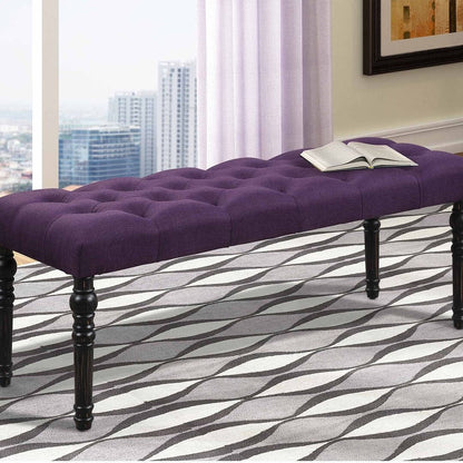 Banc de salle à manger contemporain en tissu capitonné à pieds tournés (48 x 16 x 19,5 pouces)
