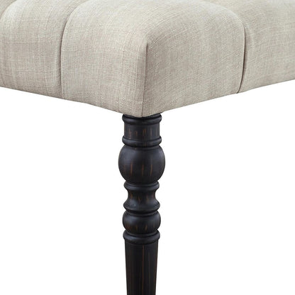 Banc de salle à manger contemporain en tissu capitonné à pieds tournés (48 x 16 x 19,5 pouces)