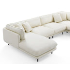 Vanilla Brown Leather U-Shaped Sectional