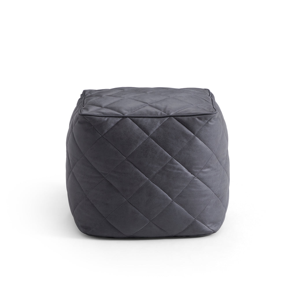 Waffle Tan Leathaire Square Pouf
