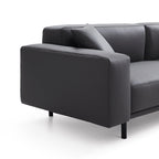 Ensemble canapé et pouf en cuir gris foncé Noble