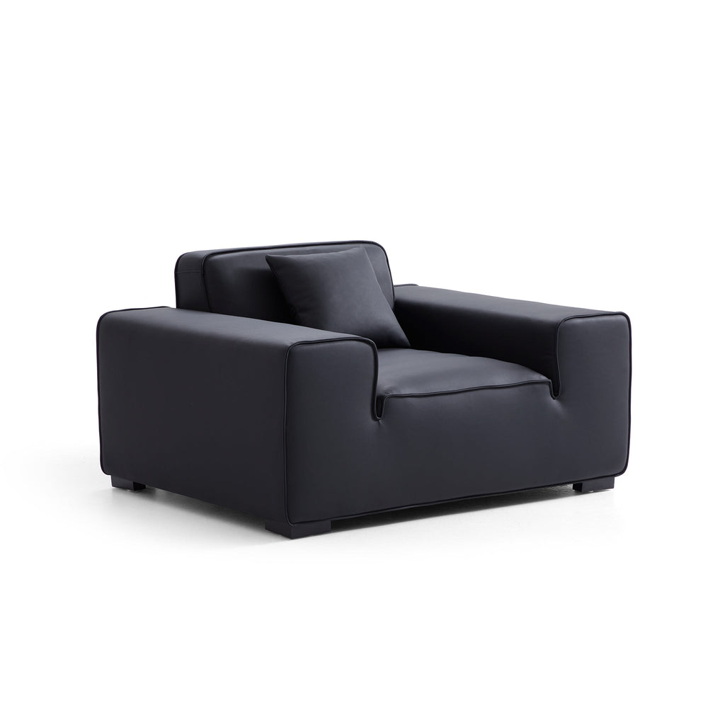Domus Modular Black Leather Armchair