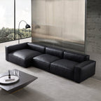 Canapé d'angle minimaliste de luxe en cuir marron foncé