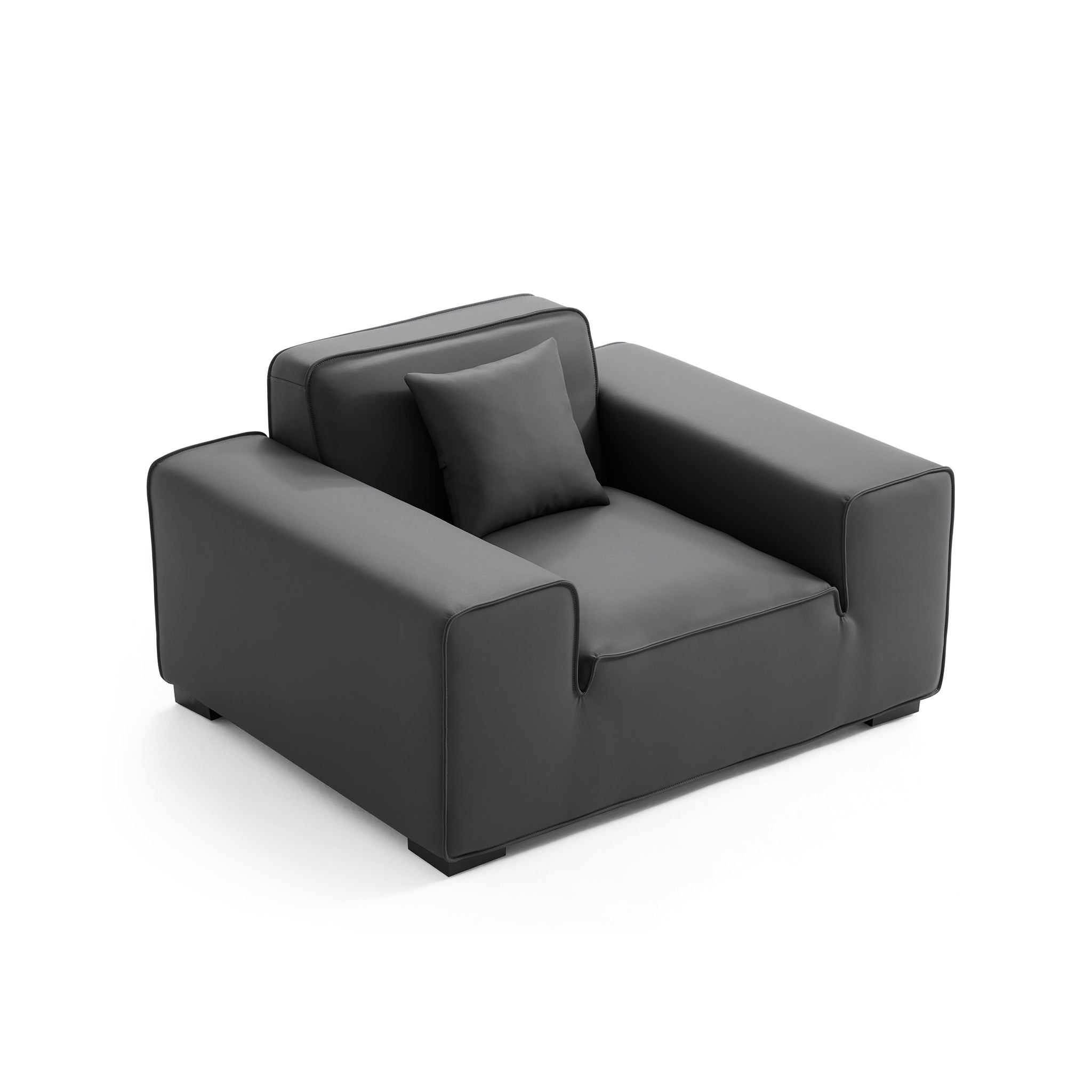 Domus Modular Black Leather Armchair