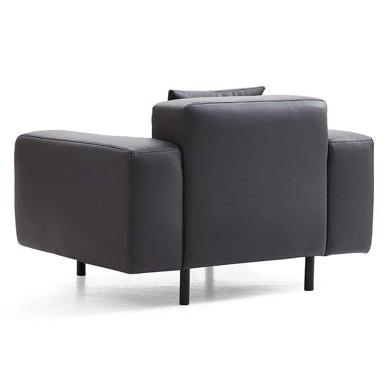 Fauteuil Noble en cuir gris foncé