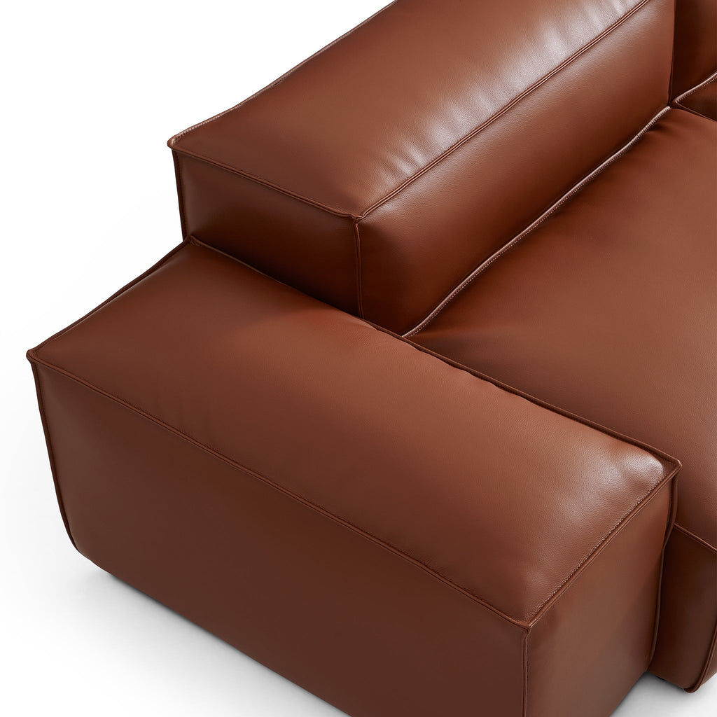 Cube Modular Brown Genuine Leather Sectional