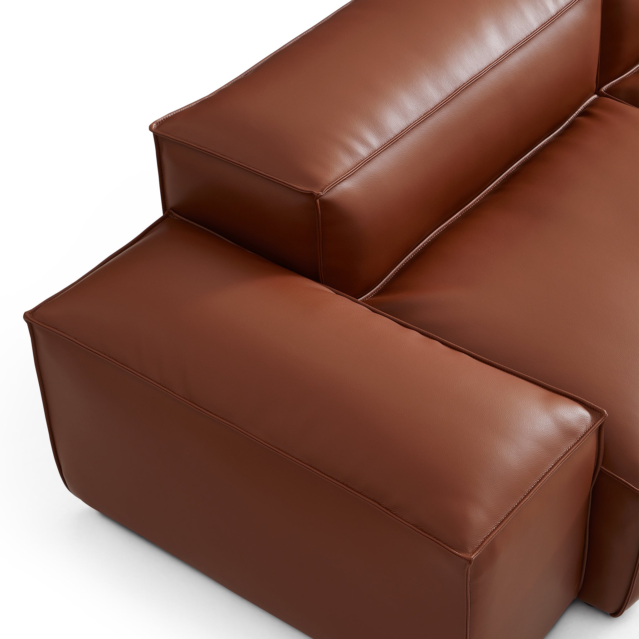 Cube Modular Brown Genuine Leather Sectional