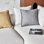 Canapé d'angle en tissu beige serein