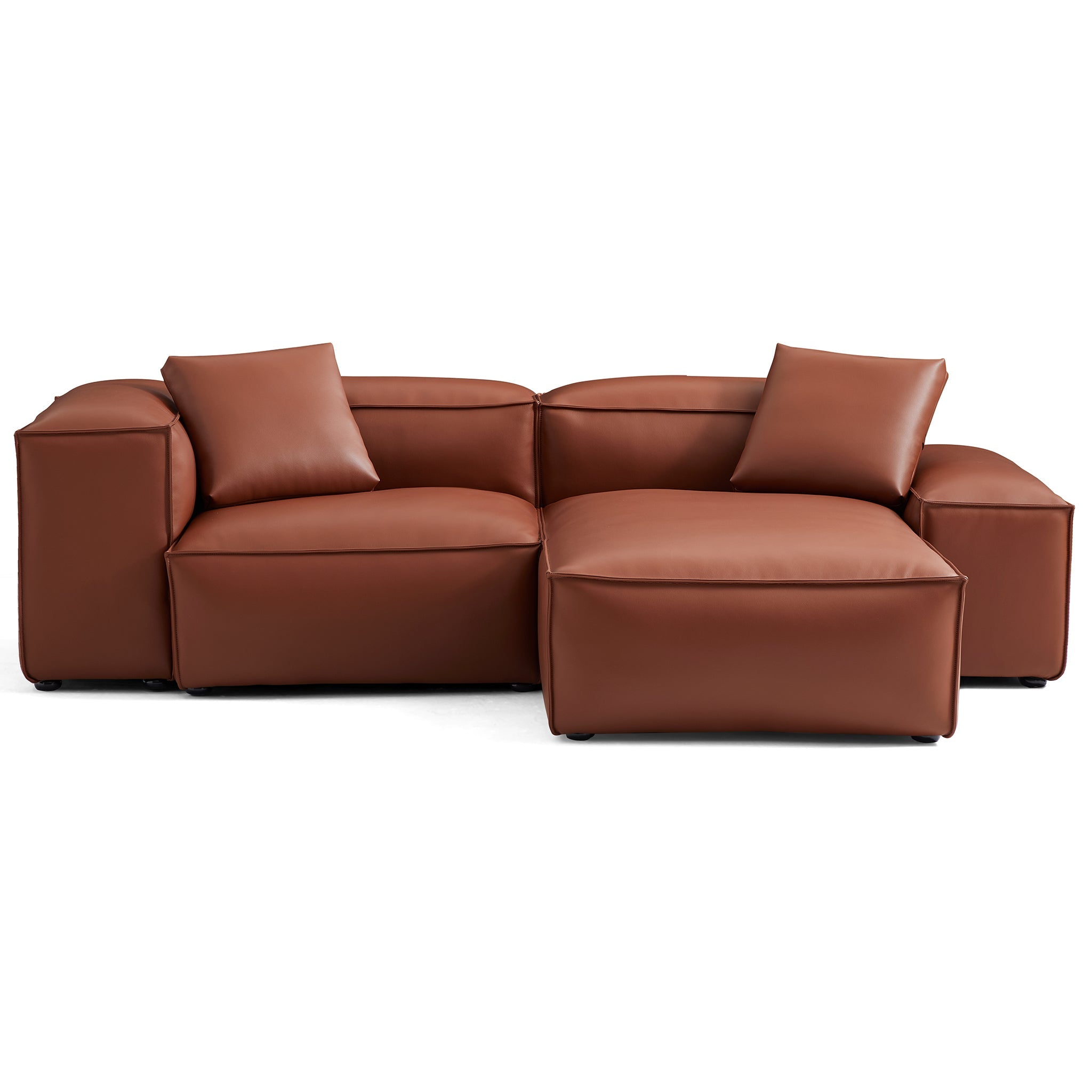 Cube Modular Brown Genuine Leather Sectional