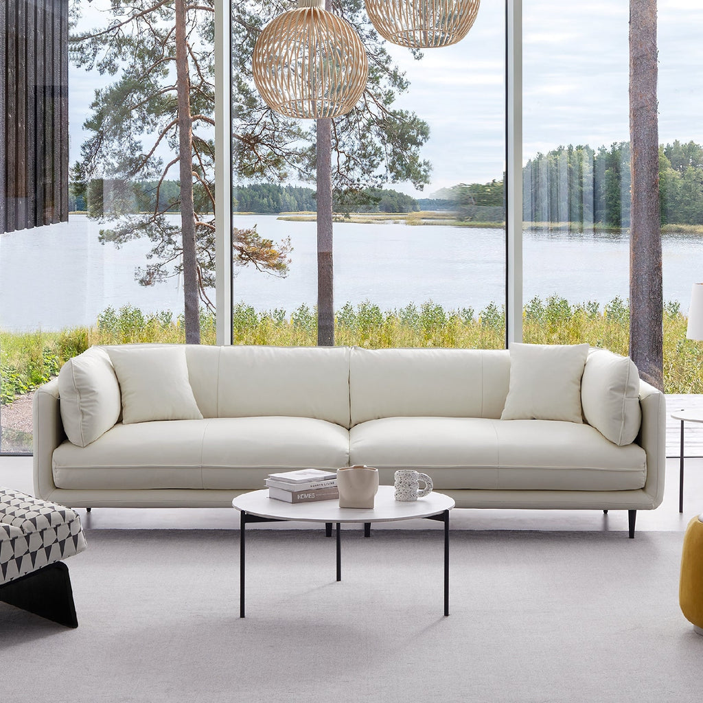 Vanilla White Leather Sofa