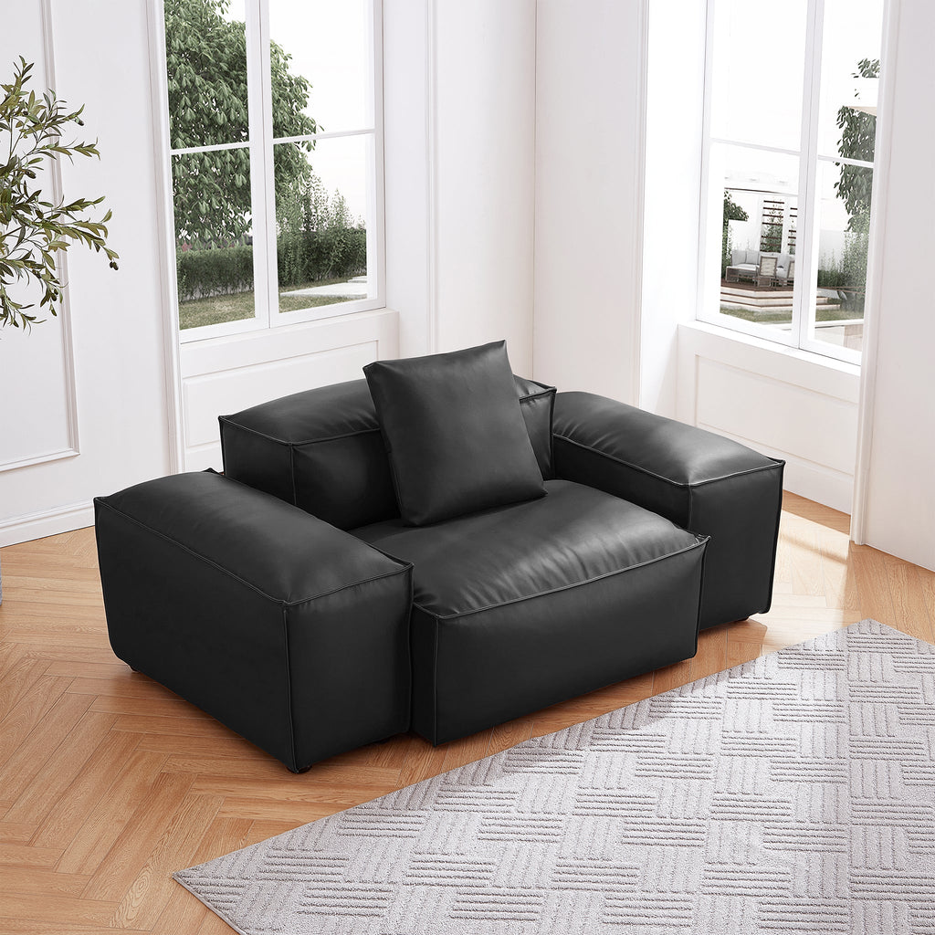 Cube Modular Brown Genuine Leather Armchair