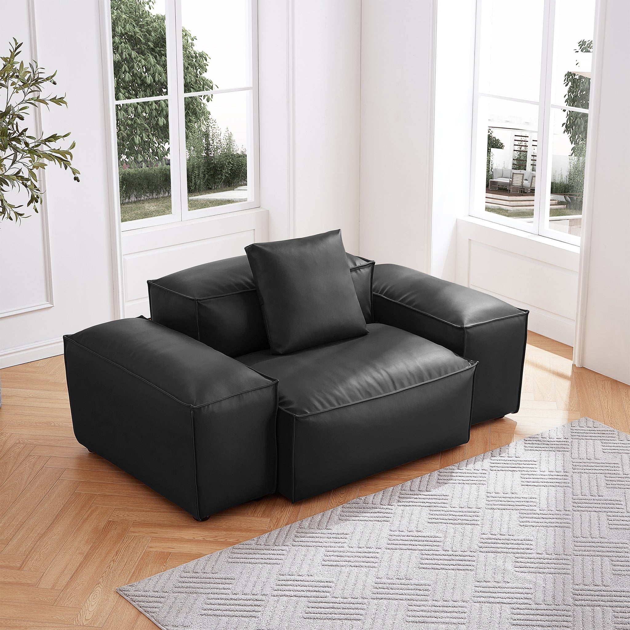 Cube Modular Brown Genuine Leather Armchair