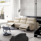 Canapé-lit inclinable électrique en cuir beige Louis