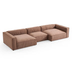 Canapé sectionnel en U de luxe en tissu marron minimaliste