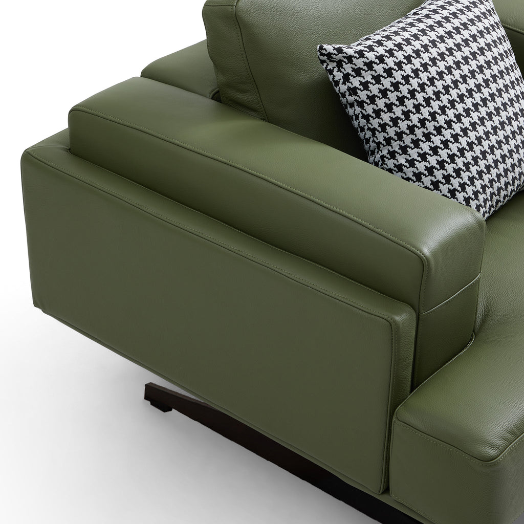Fauteuil Olivia Green en cuir véritable pleine fleur