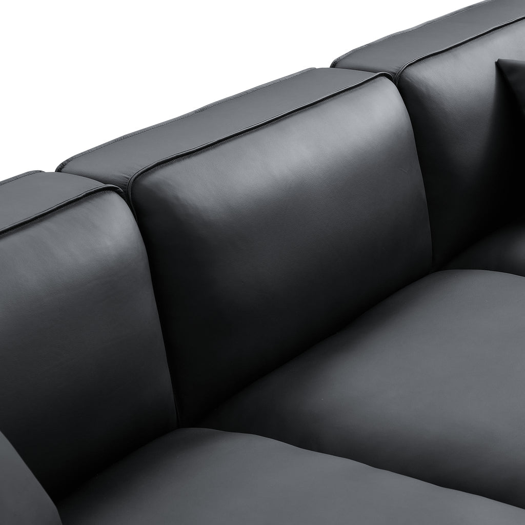 Domus Modular Beige Leather Double Chaise Sectional