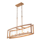 Lustre rectangulaire en verre vintage à 5 lumières pour îlot de cuisine industriel moderne du milieu du siècle