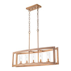 Lustre rectangulaire en verre vintage à 5 lumières pour îlot de cuisine industriel moderne du milieu du siècle