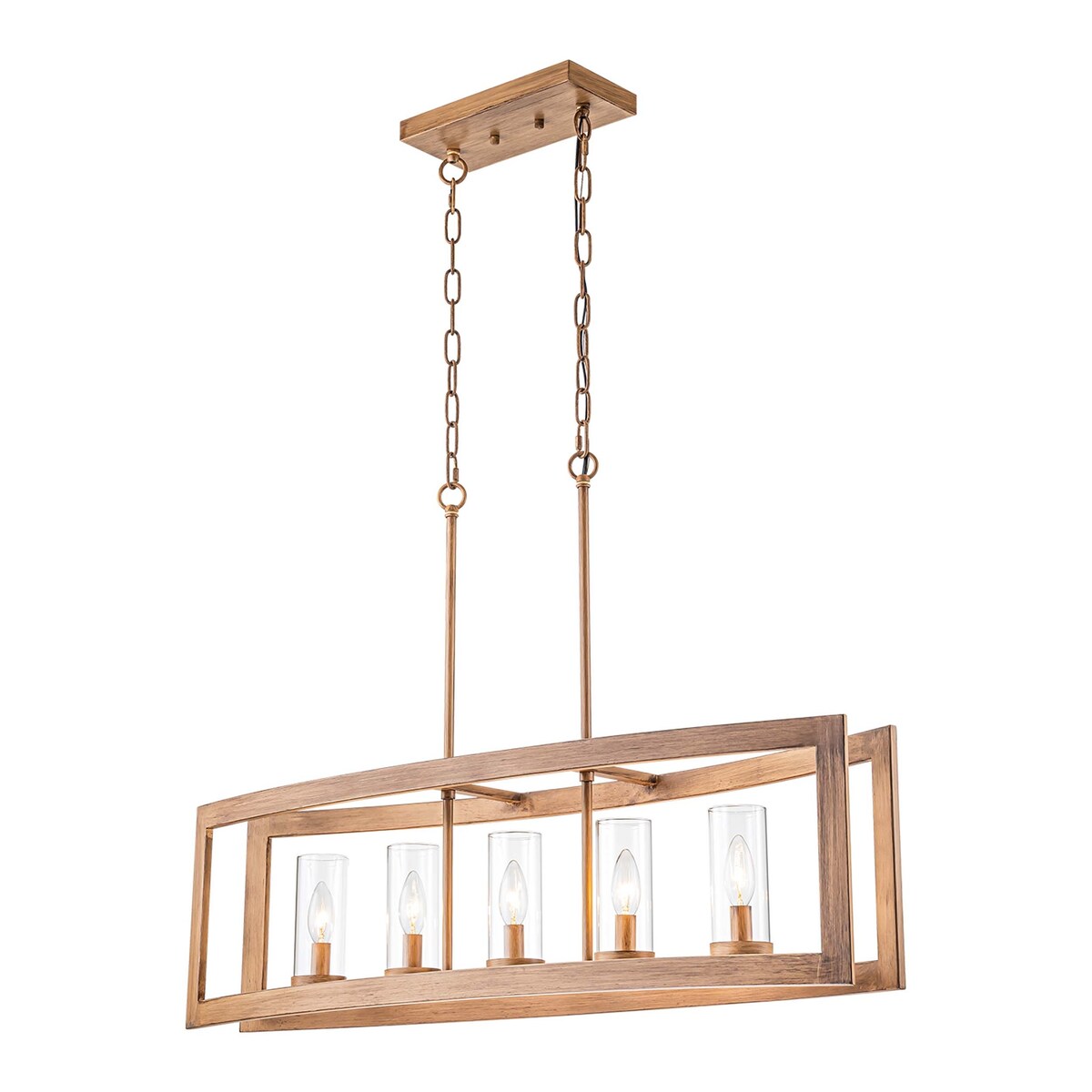 Lustre rectangulaire en verre vintage à 5 lumières pour îlot de cuisine industriel moderne du milieu du siècle